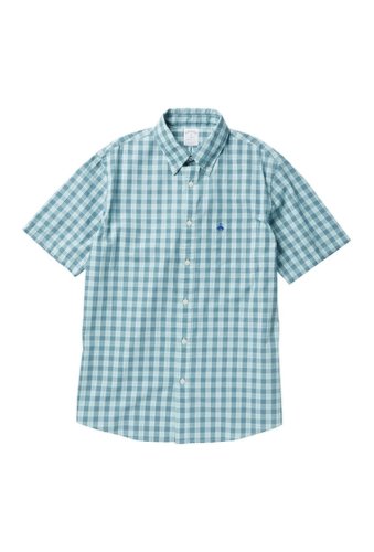 Imbracaminte barbati brooks brothers checkered short sleeve button-down shirt green