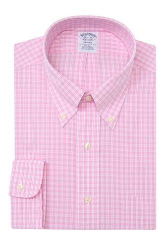 Imbracaminte barbati brooks brothers gingham print long sleeve regent fit shirt md pink