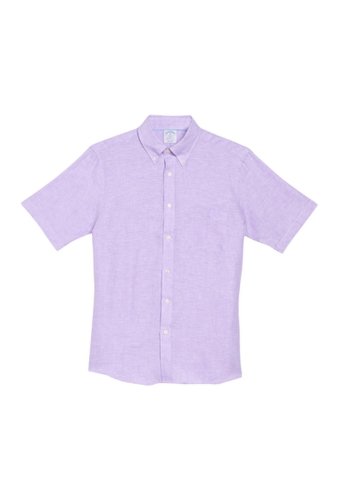 Imbracaminte barbati brooks brothers solid short sleeve regent fit linen shirt lavender