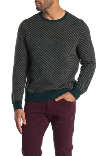 Imbracaminte barbati brooks brothers striped crew neck wool blend sweater grn