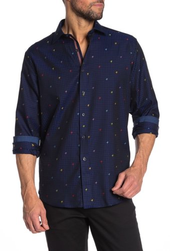 Imbracaminte barbati bugatchi patterned long sleeve classic fit shirt night blue