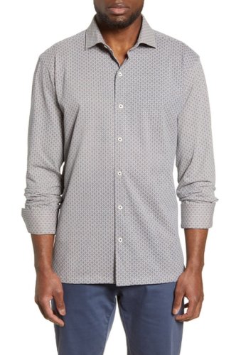 Imbracaminte barbati bugatchi regular fit knit button-down shirt mocha