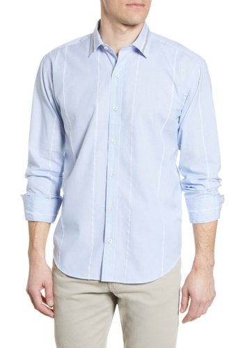 Imbracaminte barbati bugatchi shaped fit stripe button-up shirt sky