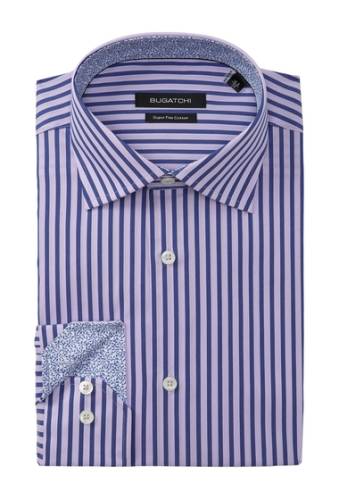 Imbracaminte barbati bugatchi striped shaped fit dress shirt lavender