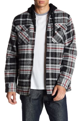 Imbracaminte barbati burnside faux shearling lined flannel jacket hoodie charcoal
