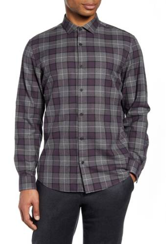Imbracaminte barbati calibrate slim fit plaid button-up shirt purple grey jaspe check
