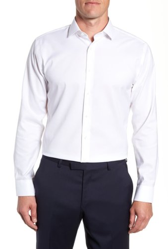 Imbracaminte barbati calibrate trim fit stretch no-iron solid dress shirt white
