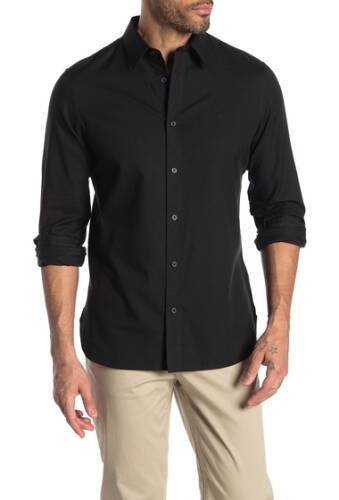 Imbracaminte barbati calvin klein long sleeve button down flannel shirt black