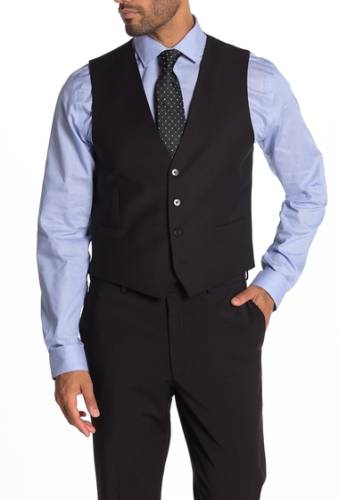 Imbracaminte barbati calvin klein plain black slim fit wool blend suit separate vest black