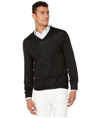 Imbracaminte barbati canali v-neck merino wool sweater black