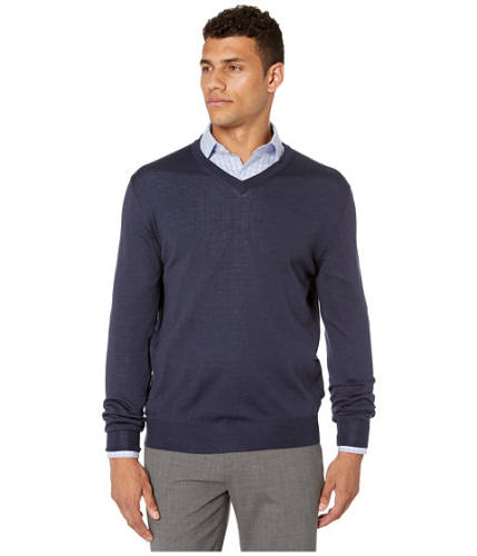 Imbracaminte barbati canali v-neck merino wool sweater blue