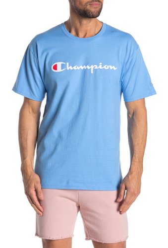 Imbracaminte barbati champion classic logo print short sleeve t-shirt swiss blue