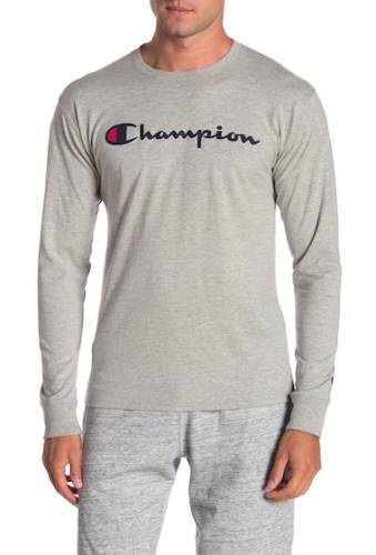 Imbracaminte barbati champion logo print long sleeve t-shirt oxford grey