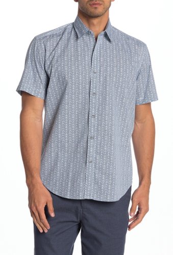 Imbracaminte barbati coastaoro jacurre patterned short sleeve regular fit shirt lagoon