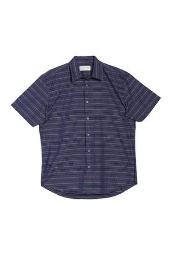 Imbracaminte barbati coastaoro tataki regular fit striped short sleeve shirt navy