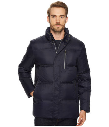 Imbracaminte barbati cole haan 32quot zip front packable to travel pillow with fleece trim quilted jacket navy