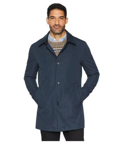 Imbracaminte barbati cole haan city rain button front carcoat with detachable liner navy