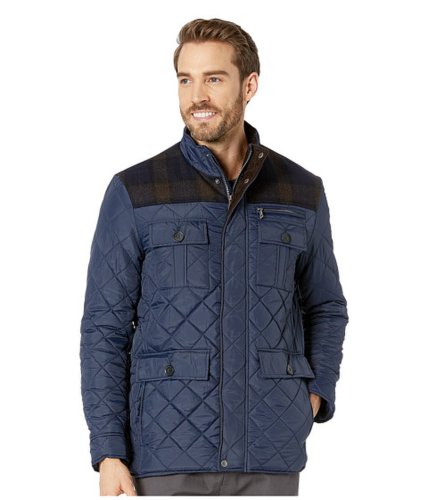 Imbracaminte barbati cole haan mixed media multi-pockets quilted jacket navy