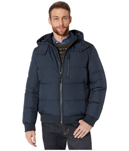 Imbracaminte barbati cole haan soft touch hooded down bomber jacket navy