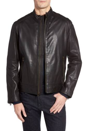 Imbracaminte barbati cole haan washed leather moto jacket black