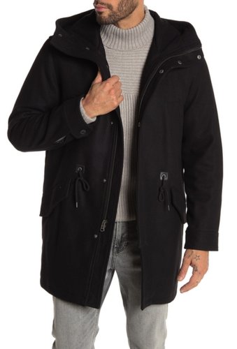 Imbracaminte barbati cole haan wool blend drawstring waist hooded jacket black