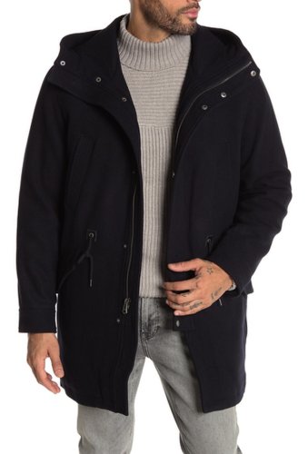 Imbracaminte barbati cole haan wool blend drawstring waist hooded jacket navy