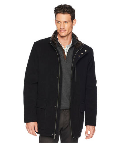 Imbracaminte barbati cole haan wool plush coat with faux fur inner collar black
