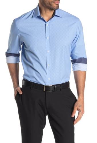 Imbracaminte barbati construct micro print long sleeve 4-way stretch slim fit shirt blue