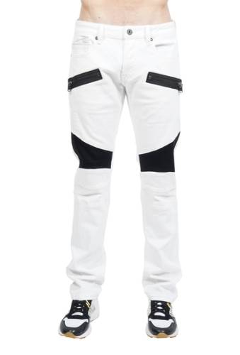 Imbracaminte barbati cult of individuality greaser moto denim jeans white