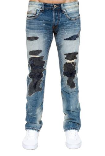 Imbracaminte barbati cult of individuality rebel distressed patched straight jeans ohas