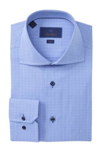 Imbracaminte barbati david donahue printed trim fit dress shirt blue