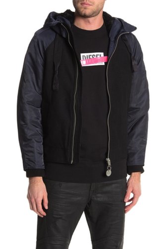 Imbracaminte barbati diesel custer faux fur lining zip jacket black