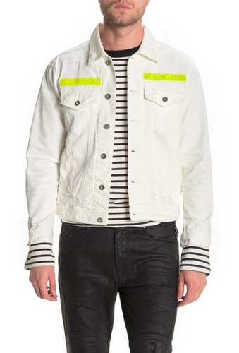 Imbracaminte barbati diesel hill contrast stripe distressed denim jacket white