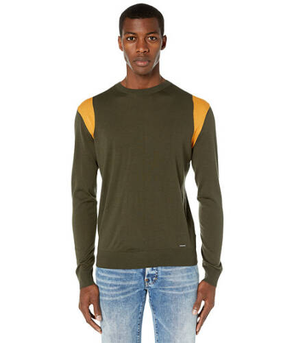 Imbracaminte barbati dsquared2 stripe detail crew neck sweater military greenochre