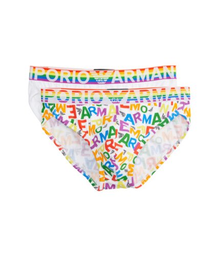 Imbracaminte barbati emporio armani rainbow logo 2-pack brief ea rainbow colorwhite