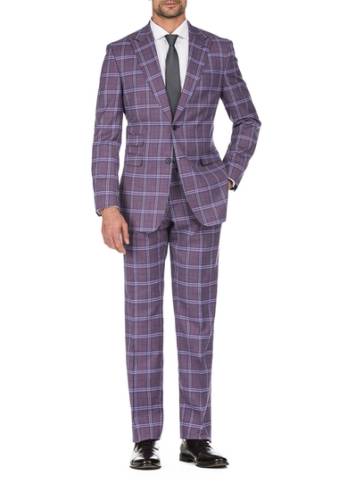 Imbracaminte barbati english laundry burgundy plaid slim fit peak lapel suit burg pld