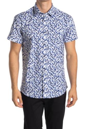Imbracaminte barbati english laundry geometric print short sleeve shirt navy