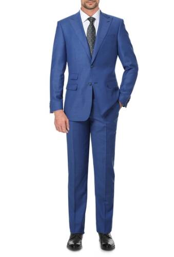 Imbracaminte barbati english laundry solid blue slim fit two button notch lapel wool suit fbl bw