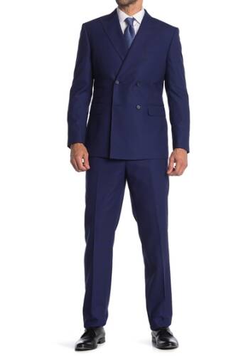 Imbracaminte barbati english laundry wool double breasted peak collar suit blue