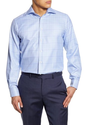 Imbracaminte barbati eton contemporary fit plaid dress shirt blue