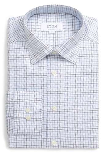Imbracaminte barbati eton contemporary fit tattersall dress shirt blue