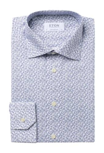 Imbracaminte barbati eton floral print contemporary fit dress shirt blue