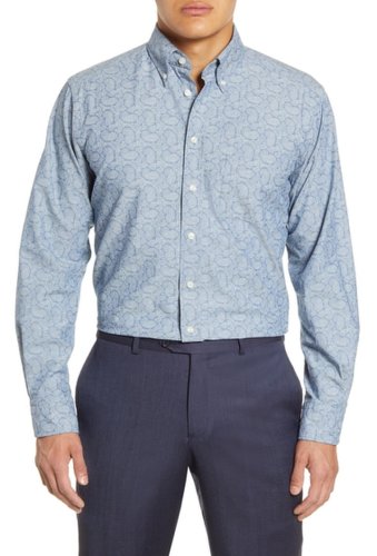 Imbracaminte barbati eton soft casual line contemporary fit chambray paisley casual shirt blue