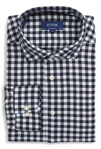 Imbracaminte barbati eton soft collection contemporary fit check dress shirt blue