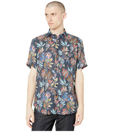 Imbracaminte barbati etro tropical floral linen short sleeve shirt navy