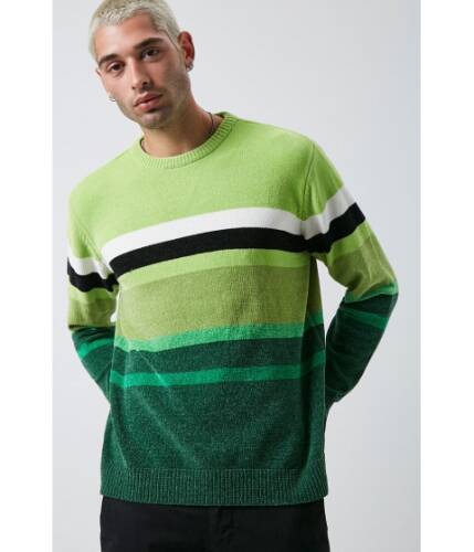 Imbracaminte barbati forever21 chenille striped crew neck sweater greenmulti
