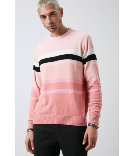 Imbracaminte barbati forever21 chenille striped crew neck sweater pinkmulti