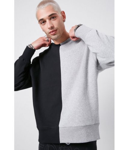 Imbracaminte barbati forever21 colorblock crew neck sweatshirt blackheather grey