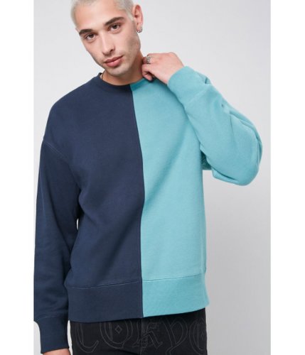 Imbracaminte barbati forever21 colorblock crew neck sweatshirt tealnavy