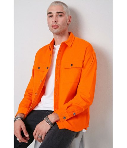Imbracaminte barbati forever21 corduroy button-down jacket orange